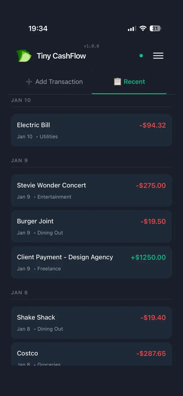 #3. TinyCashFlow (iOS) Podle: Ori Shlezinger
