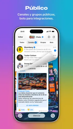 Captura de pantalla de Telegram Messenger en iPhone 7