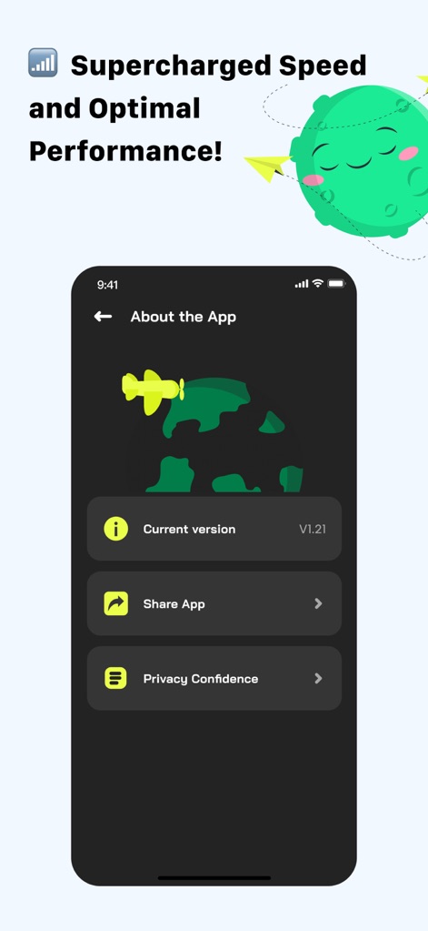 VPN - Airplane VPN Proxy - Explore essential app information, including the current version number and a dedicated "Privacy Confidence" section for transparency.