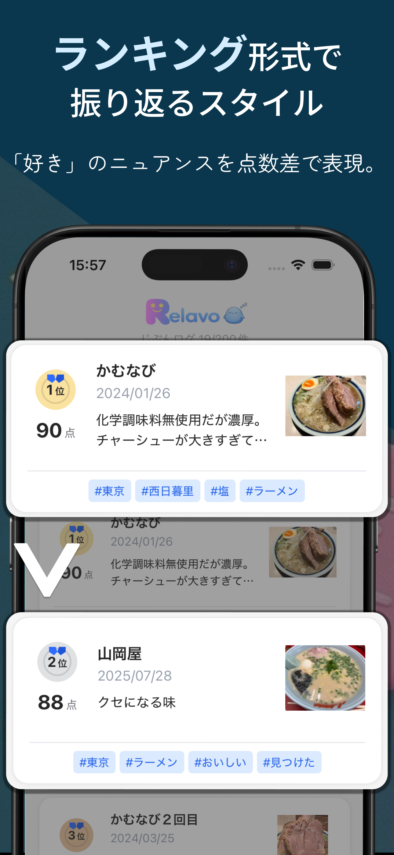 Relavo - 記録×タグ×ランキングで「好き」を見つける screenshot 2