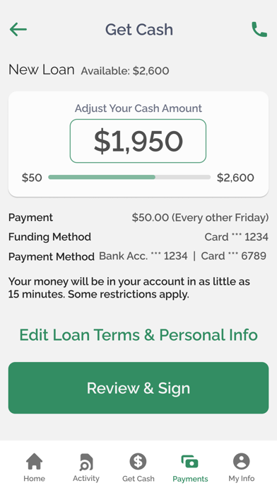 CASH 1 LOANS Screenshot