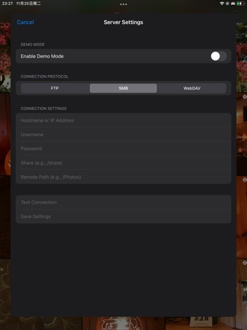 PhotoSync iPad screenshot