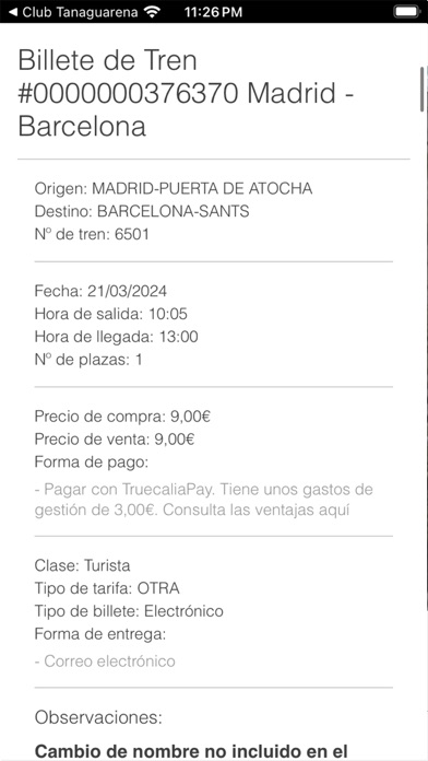 Truecalia | Billetes Tren Screenshot