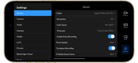Blackmagic Camera - 高度な記録設定