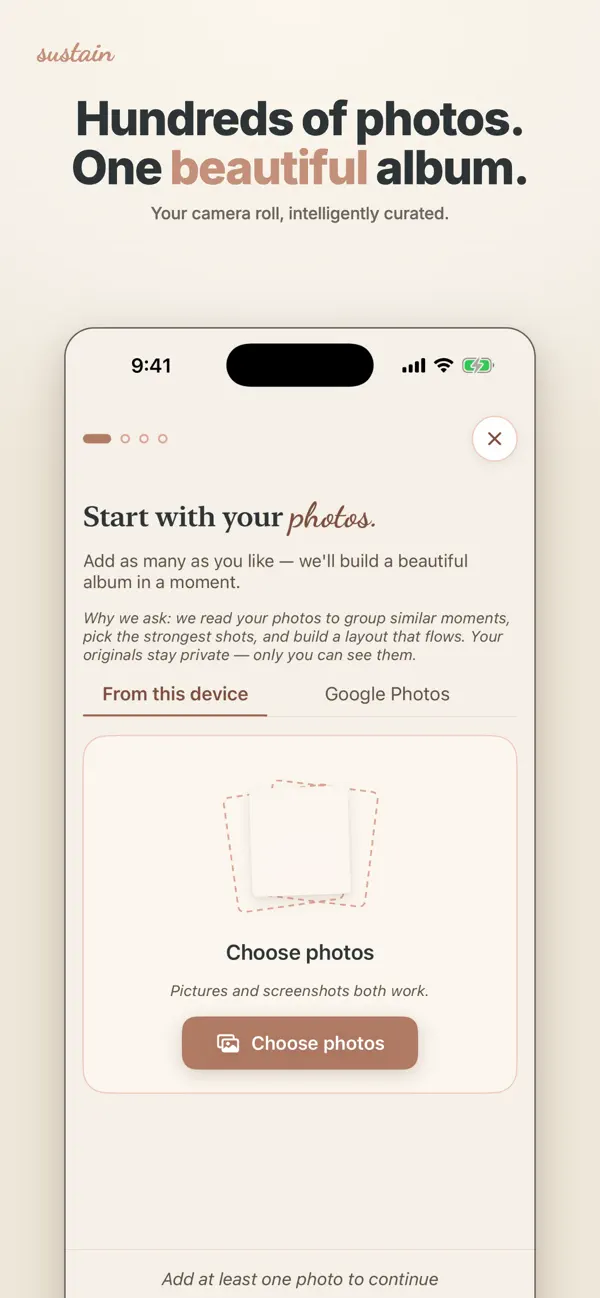 Screenshot #2 pour Sustain - AI Photo Album Maker