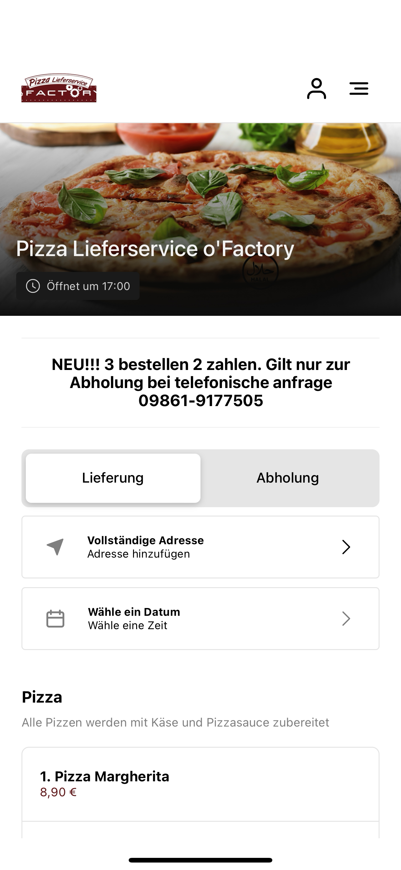 Pizza Lieferservice o'Factory