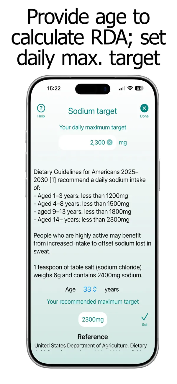 Screenshot #1 pour Sodium Counter and Tracker