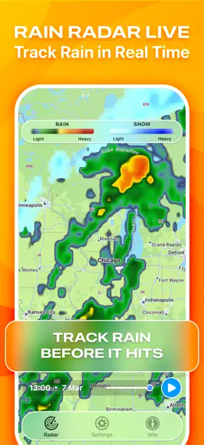 Rain Radar Pro - Live Forecast iPhone screenshot 1