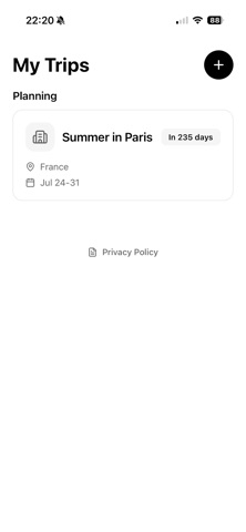 Travel itinerary screenshot