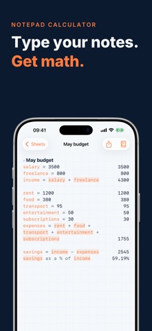 Sigma Notepad Calculator Screenshot 1 of 7