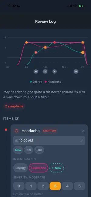 TrackBack Symptom Tracker screenshot 1