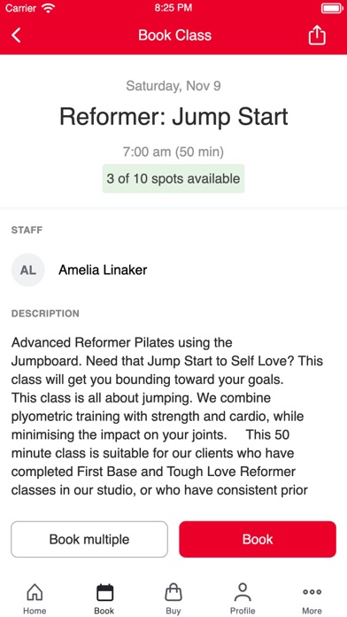 Self Love Club Pilates Studio Screenshot