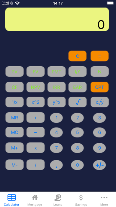 Financial Calculator - NPV,IRR Screenshot