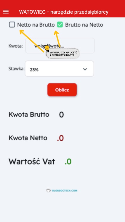 Watowiec - oblicz netto brutto