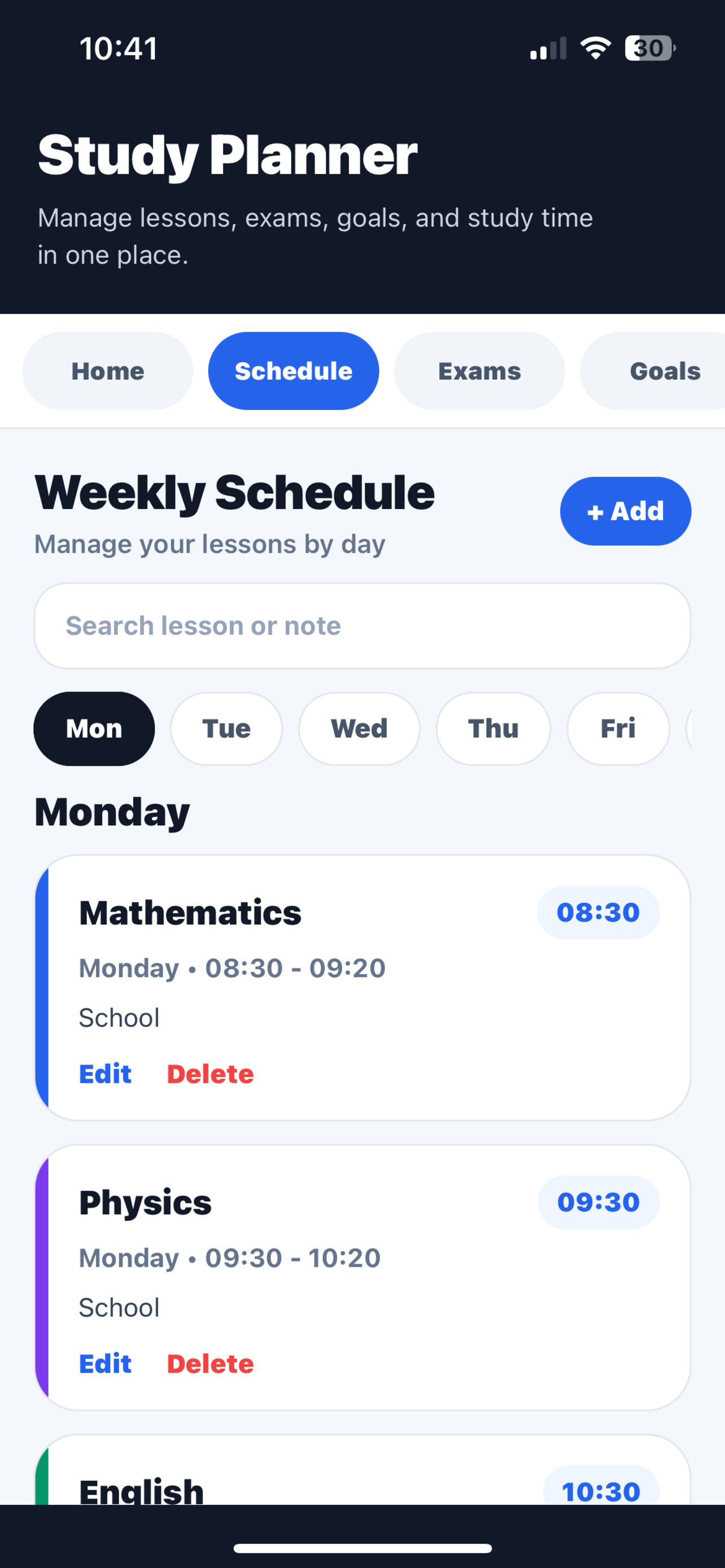 Lesson Schedule screenshot 3