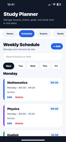 Lesson Schedule Screenshot 3 of 9