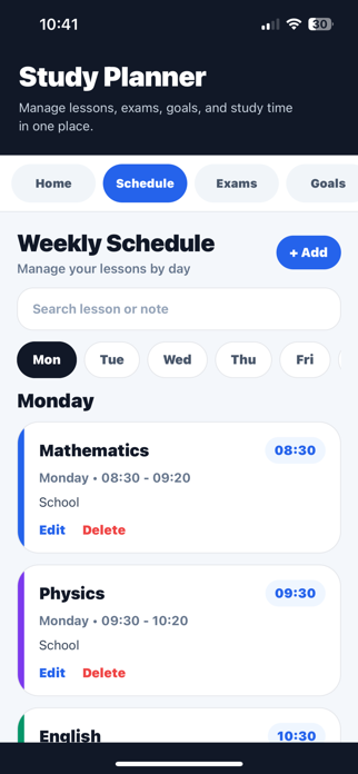 Lesson Schedule Screenshot 3 of 9