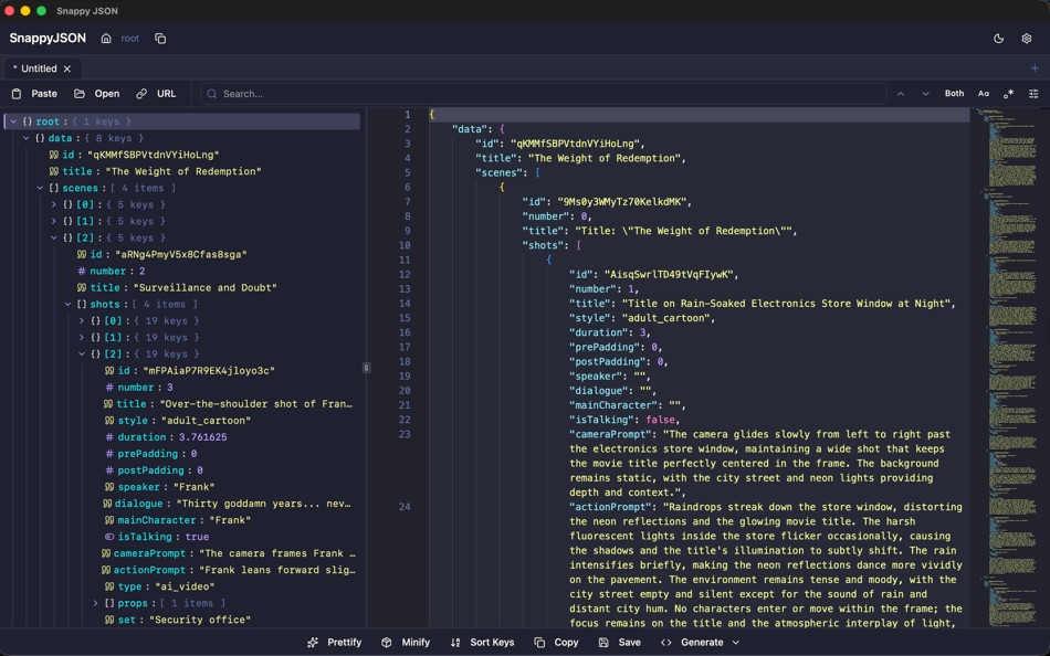 #1. Snappy JSON (macOS) di: Memxi