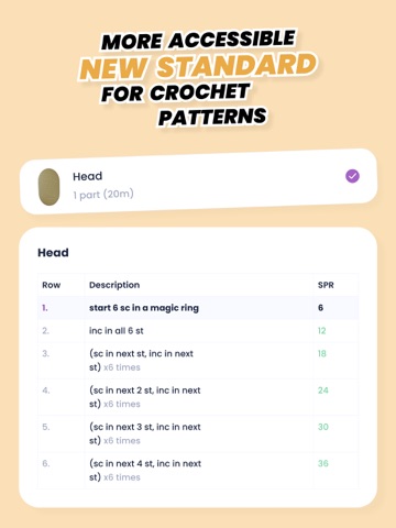 Crochet row & stitch counter iPad screenshot