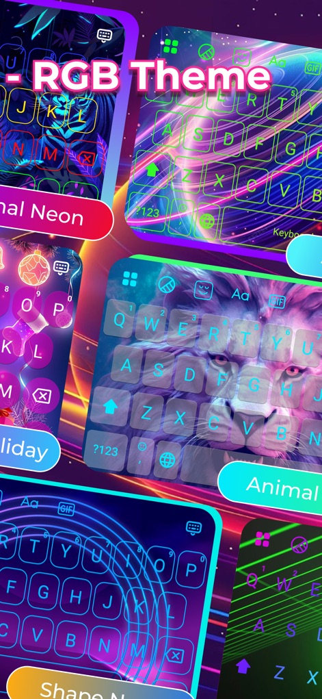 LED Keyboard - RGB Theme - Users can explore a wide spectrum of keyboard designs, from captivating neon glow effects to unique animal-themed visuals.