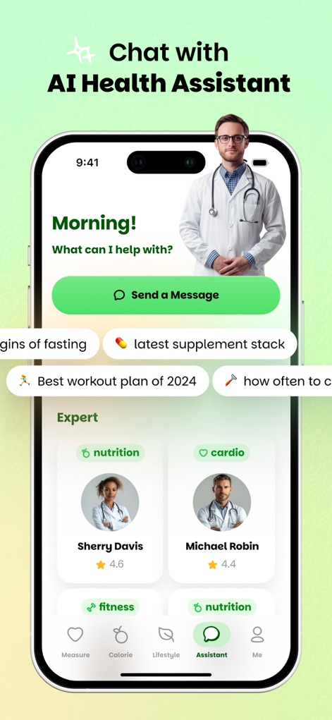 Wellify - Simplify Wellness - Esta característica permite interactuar con un asistente de salud de IA para obtener consejos personalizados y ofrece acceso a perfiles de expertos en áreas como nutrición y cardio.