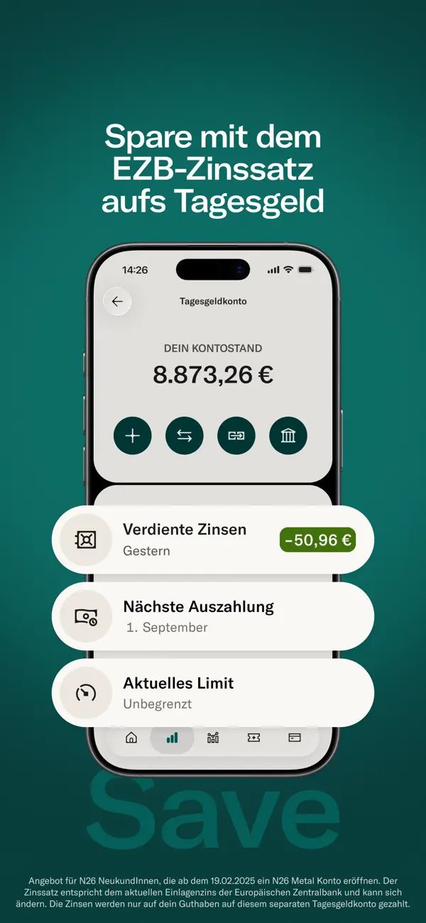 N26 — Die mobile Bank iPhone App Screenshot 4 – Finanzen