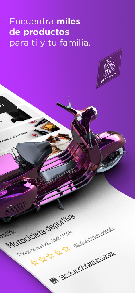 Suburbia: Compra en línea - Users can browse detailed product information, including star ratings and availability, alongside cash payment options for convenient purchasing.