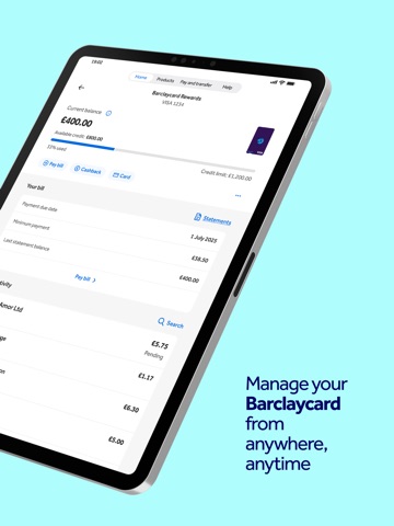 Barclaycard iPad screenshot 3