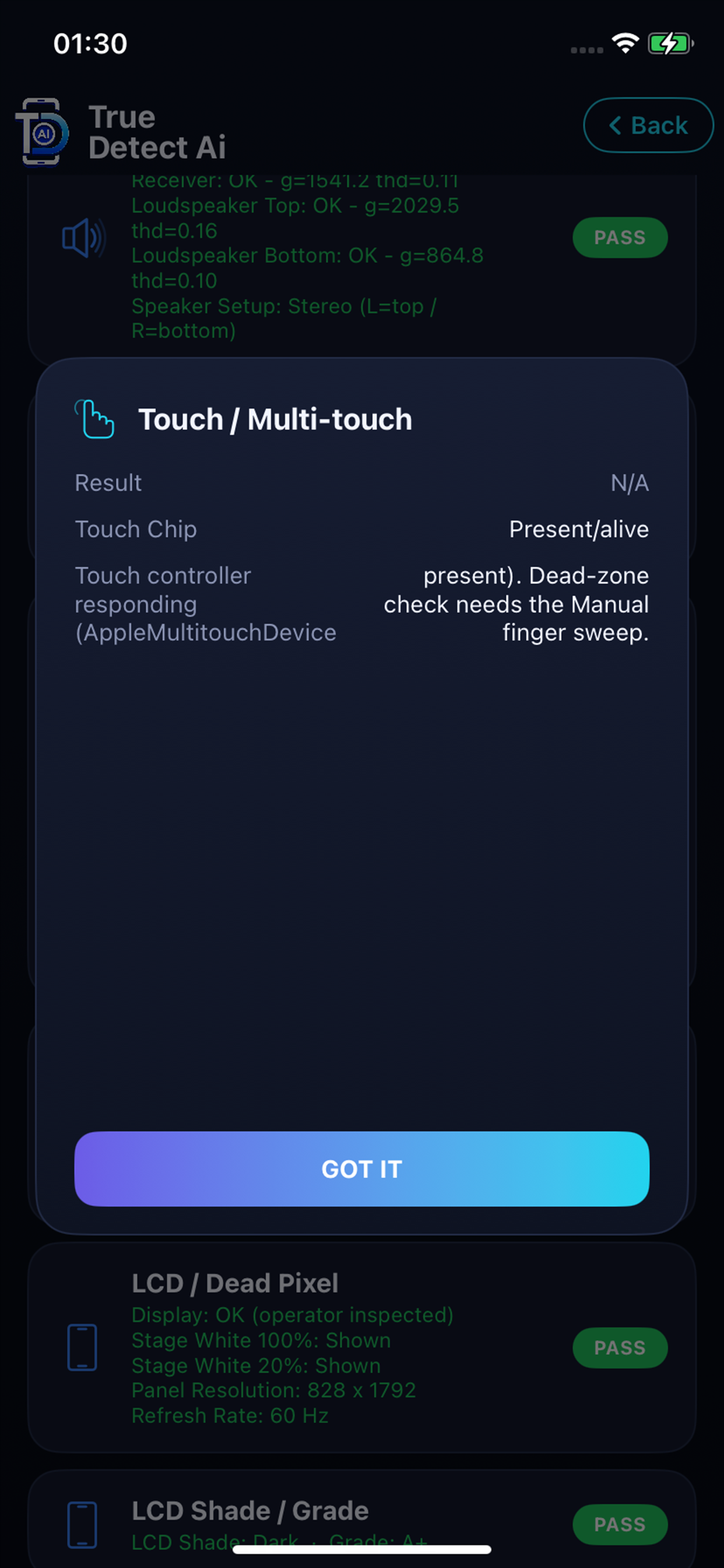 TrueDetect Device Test screenshot 2