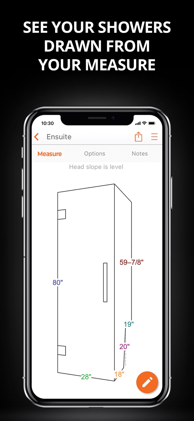 Smart Glazier Shower Measure iphone screenshot 2