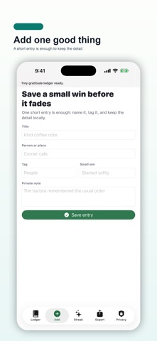 Tiny Gratitude Ledger のスクリーンショット