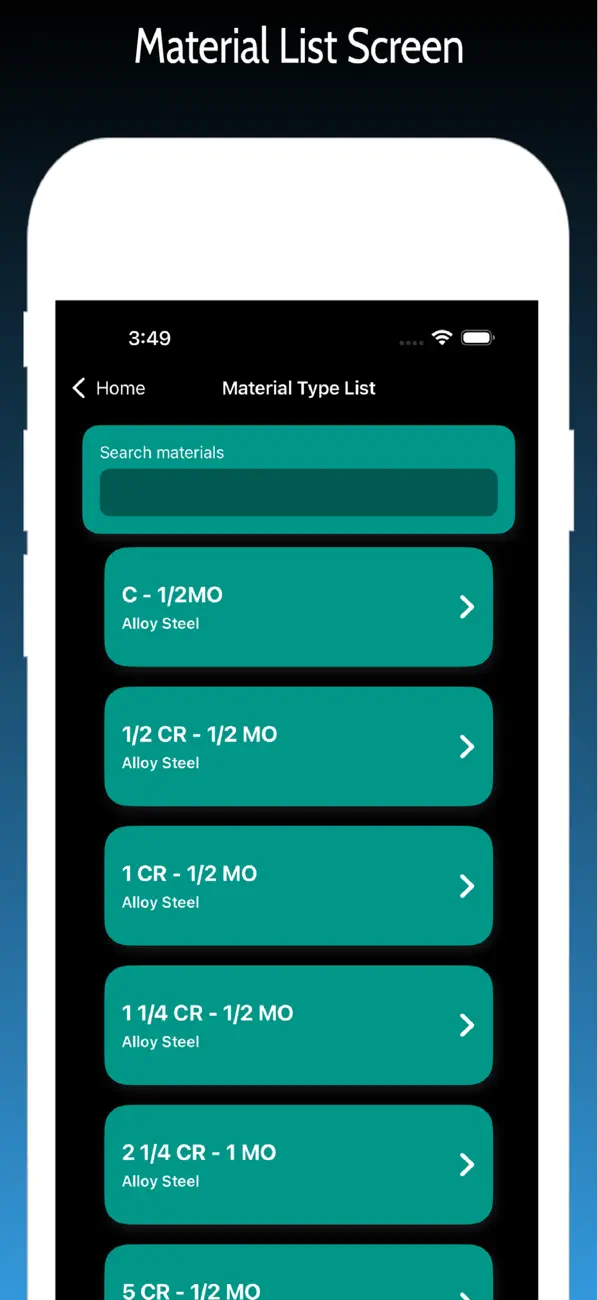 Screenshot #2 pour ASME Materials and Electrodes