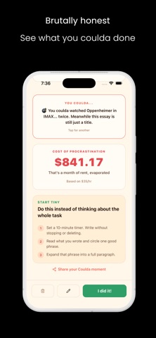 Coulda: Procrastination Coach Screenshot 1 of 6