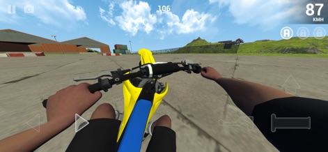 Wheelie Life 3 - Experience varied environments within the game, from open industrial zones to hilly landscapes, all while monitoring the visible KMH speed indicator.