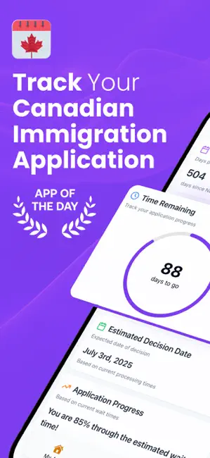 Canadian Immigration Tracker iPhone screenshot 1