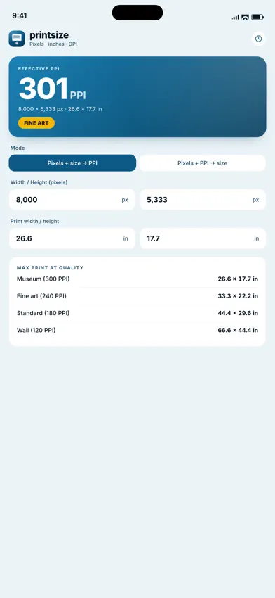 PrintSize: DPI Calculator screenshot 1