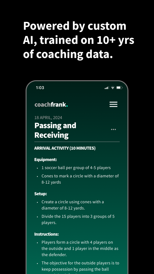 #5. Soccer Coaching AI: CoachFrank (iOS) By: Frank Media Pty Ltd