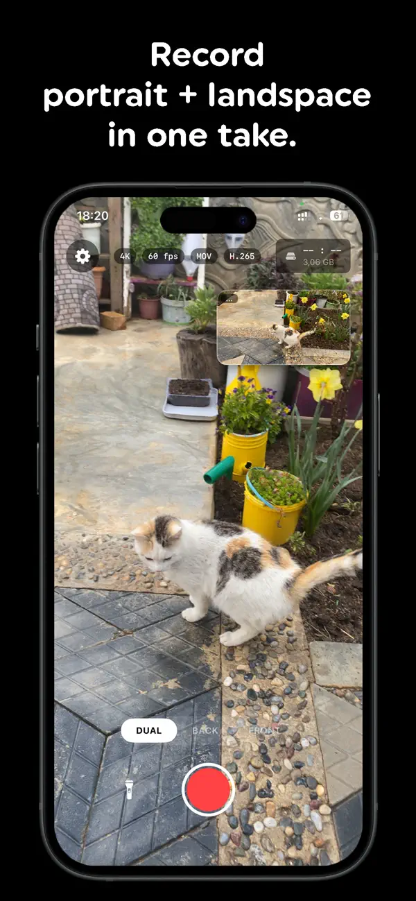 Screenshot #2 pour DualTake: Video Recorder 4K