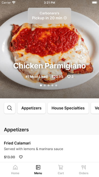 Carbonara's Ristorante iPhone screenshot 2 - Food & Drink app