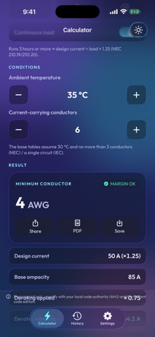 Wire Size & Ampacity Calc Screenshot 3 of 8