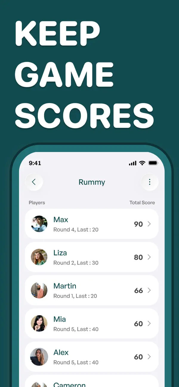 Screenshot #1 pour Score Keeper for Game Night