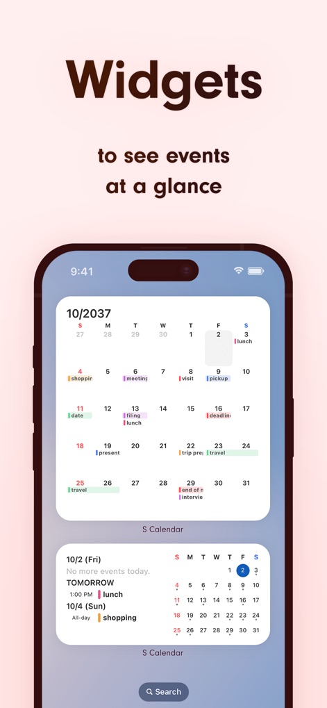 Simple Calendar: ToDo Planner - See upcoming events at a glance directly from the home screen, with practical widgets displaying daily agendas and monthly overviews.