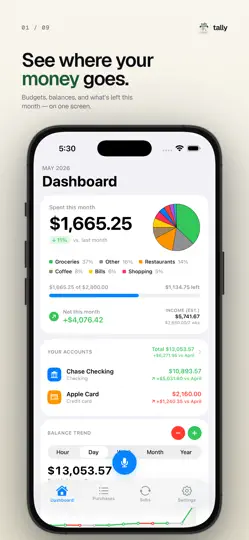 Capture d'écran de Tally: Budget Tracker sur iPhone 1