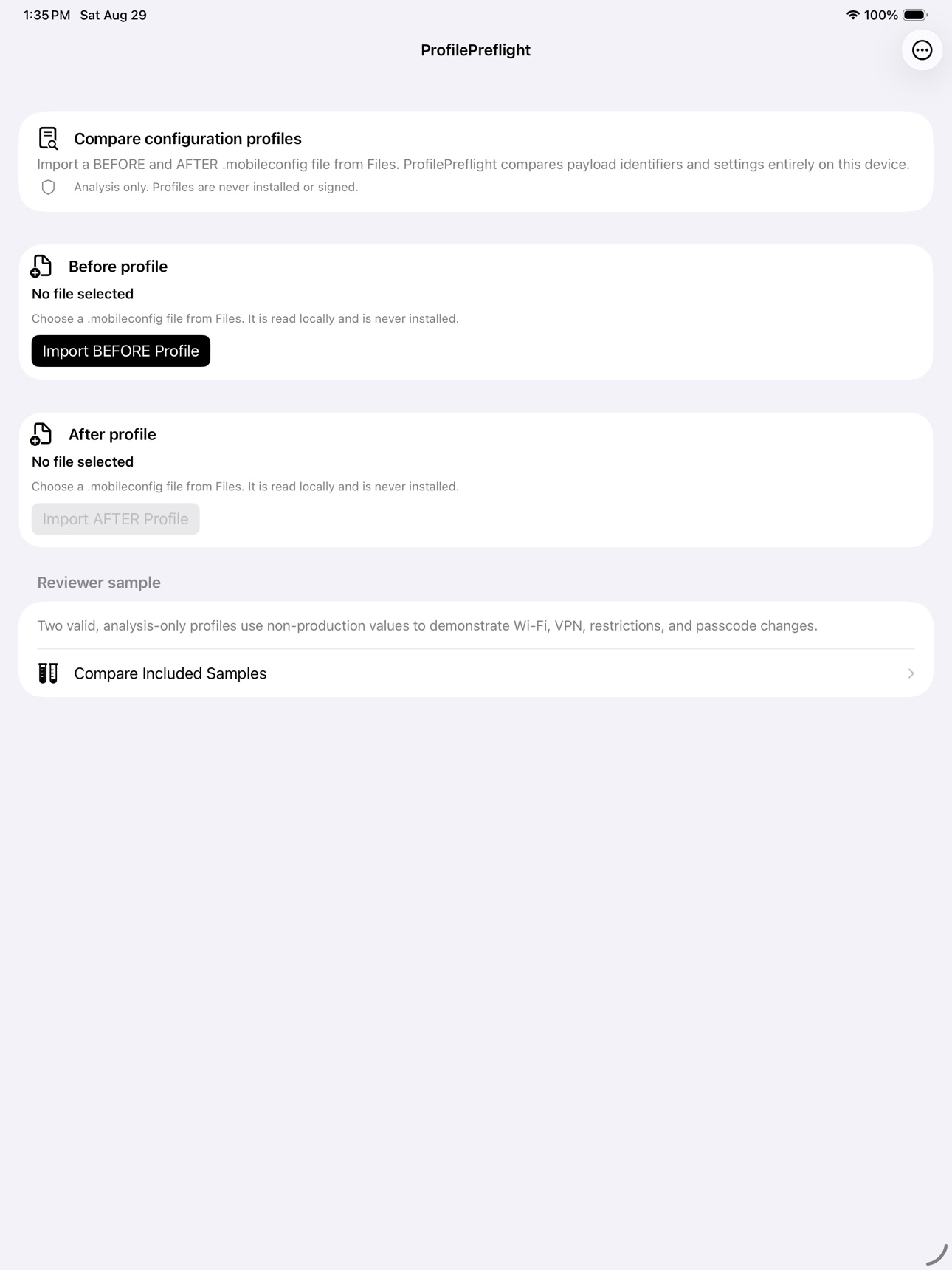 Screenshot 4 of ProfilePreflight: Config Diff