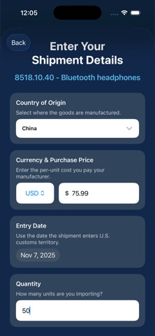 HTS Search & Tariff Calculator screenshot
