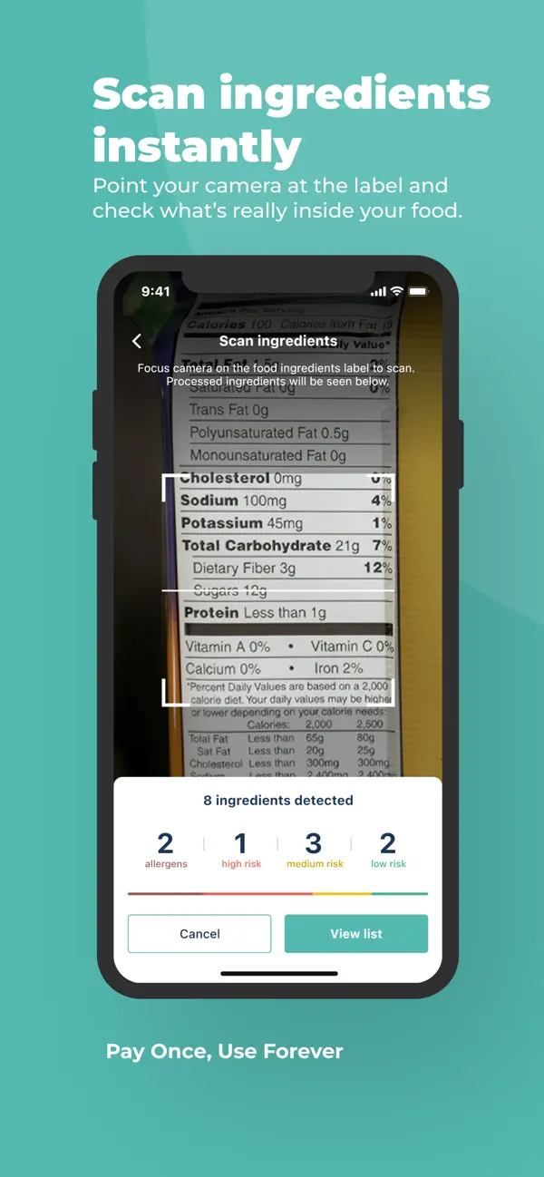 Screenshot #1 pour Food Ingredients Scanner Pro