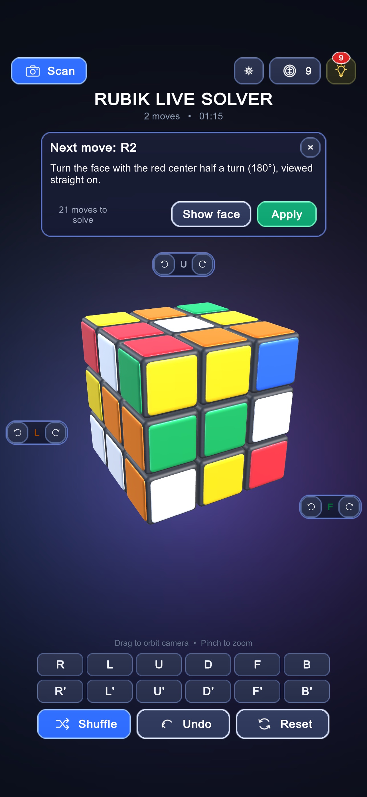Screenshot 1 of Rubik Live Solver