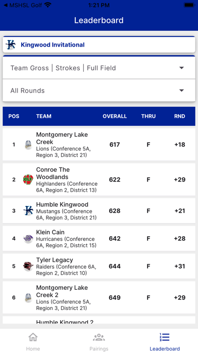 LHSAA Golf Screenshot