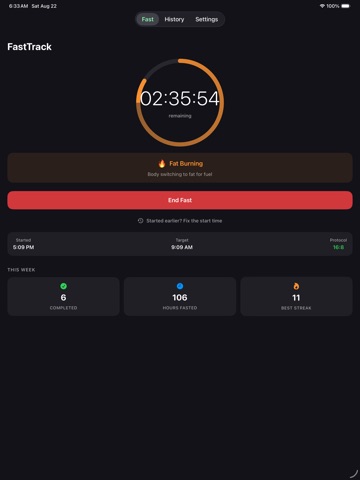FastTrack Fasting Tracker iPad screenshot