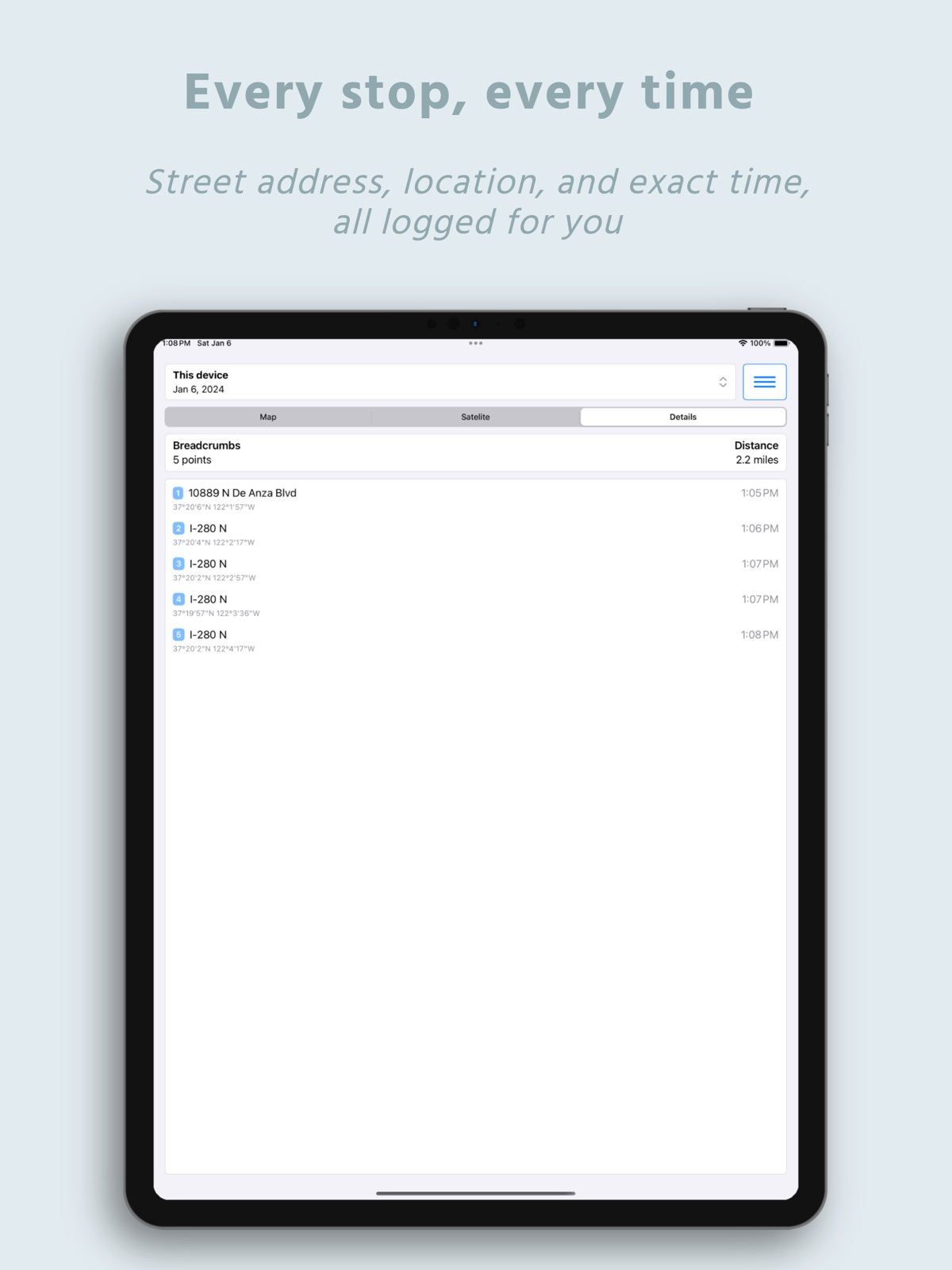 Breadcrumbs - Location History ipad screenshot 2